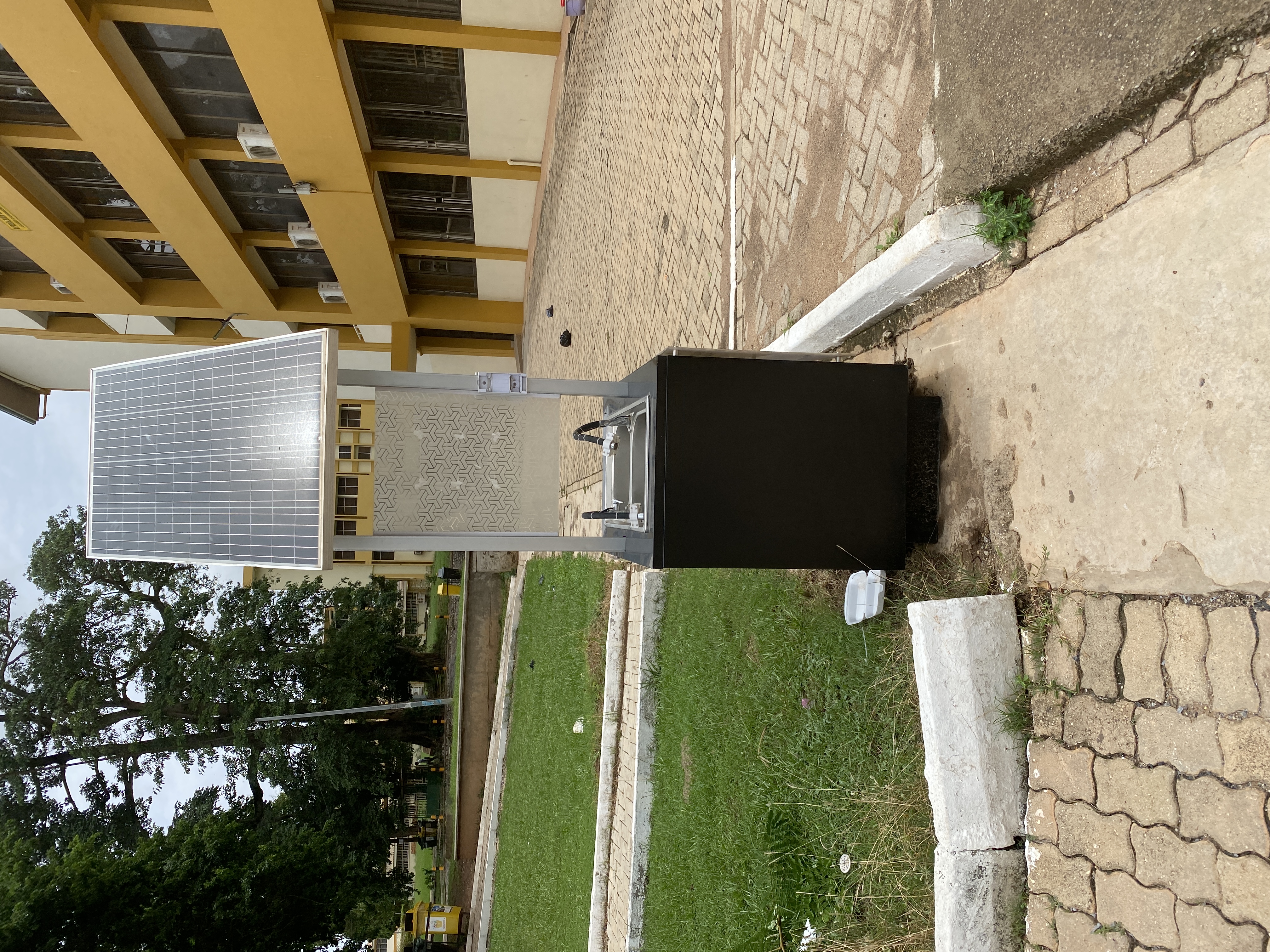 Solar-powered handwashing station at KNUST in Ghana