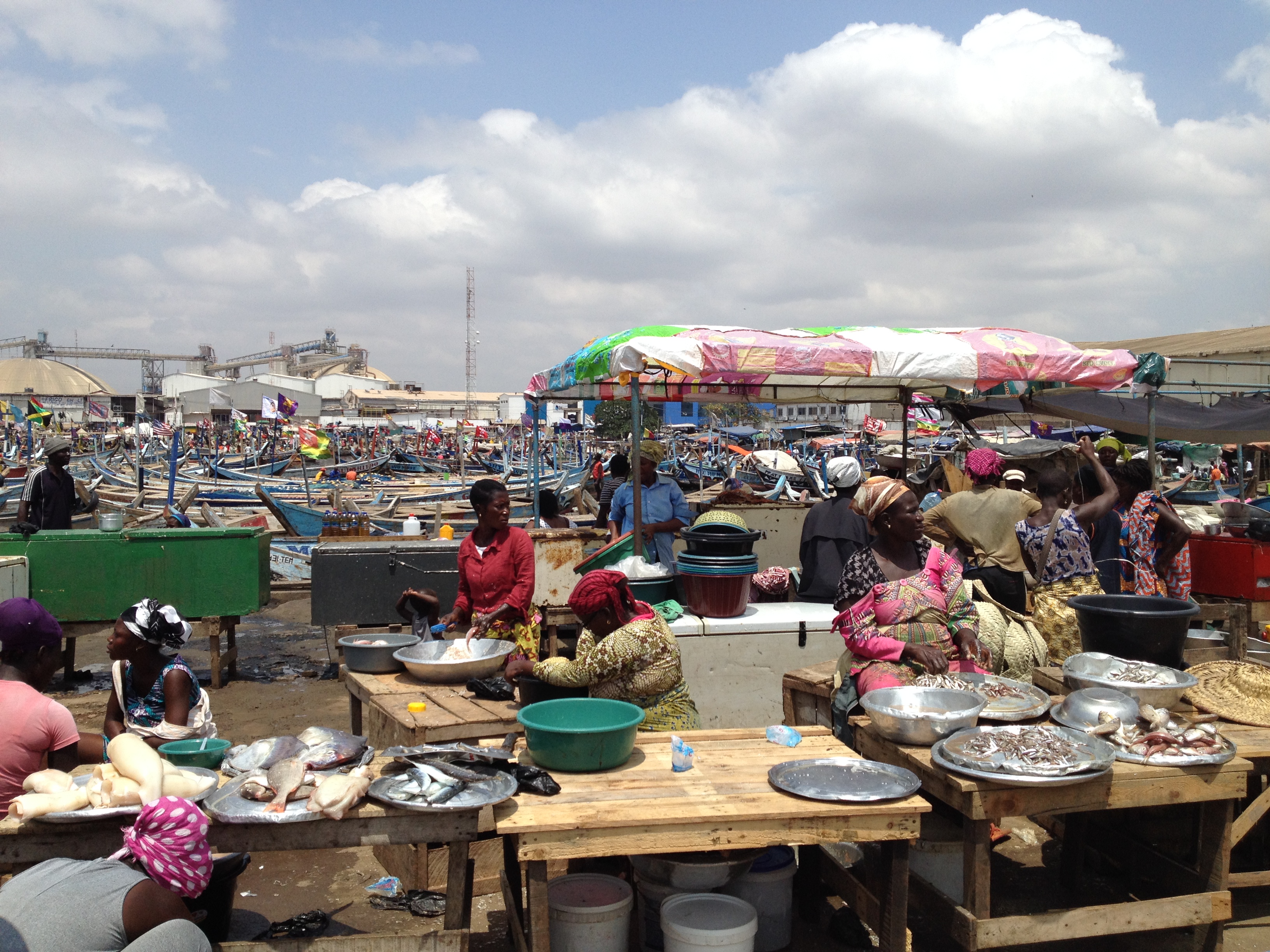 Market sellers working at Tema harbour in Ghana