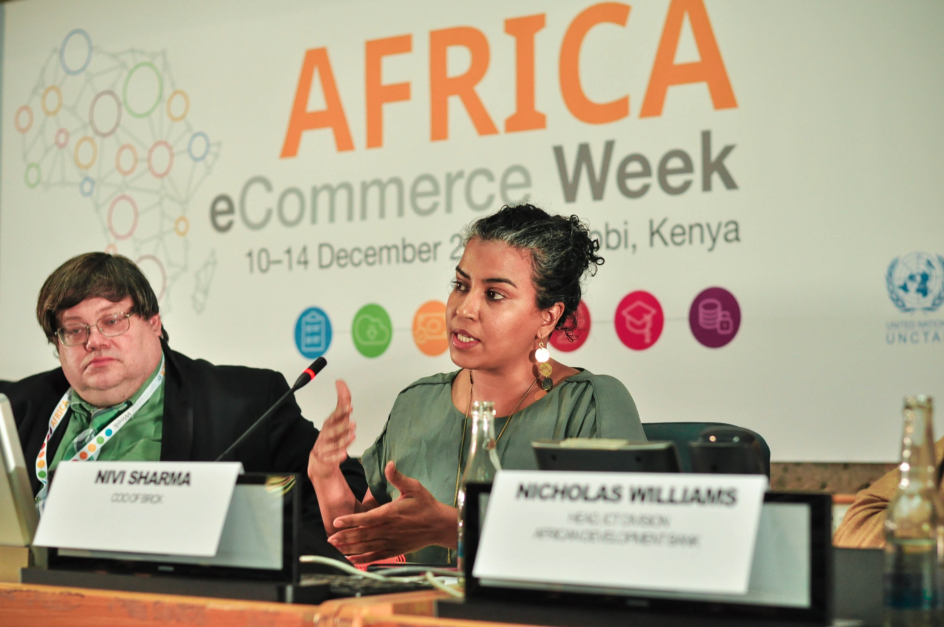 A technology and e-commerce speaker at an event in Nairobi